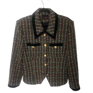Vintage 80s blazer, multi-colored tweed jacket, women’s size s